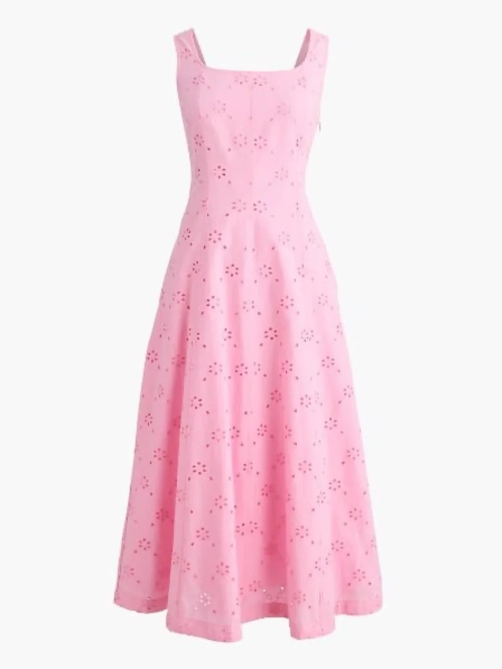NWT J. Crew Eyelet Embroidered Pink Cotton Midi Dress Size 2